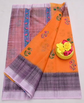 Kota Doria Hand Block Print Saree