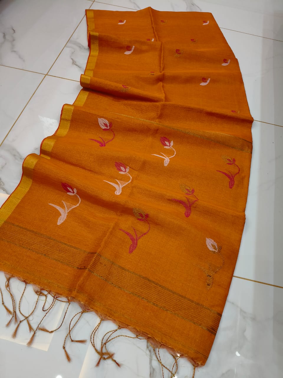 Exclusive Tissue Linen Jamdani Saree