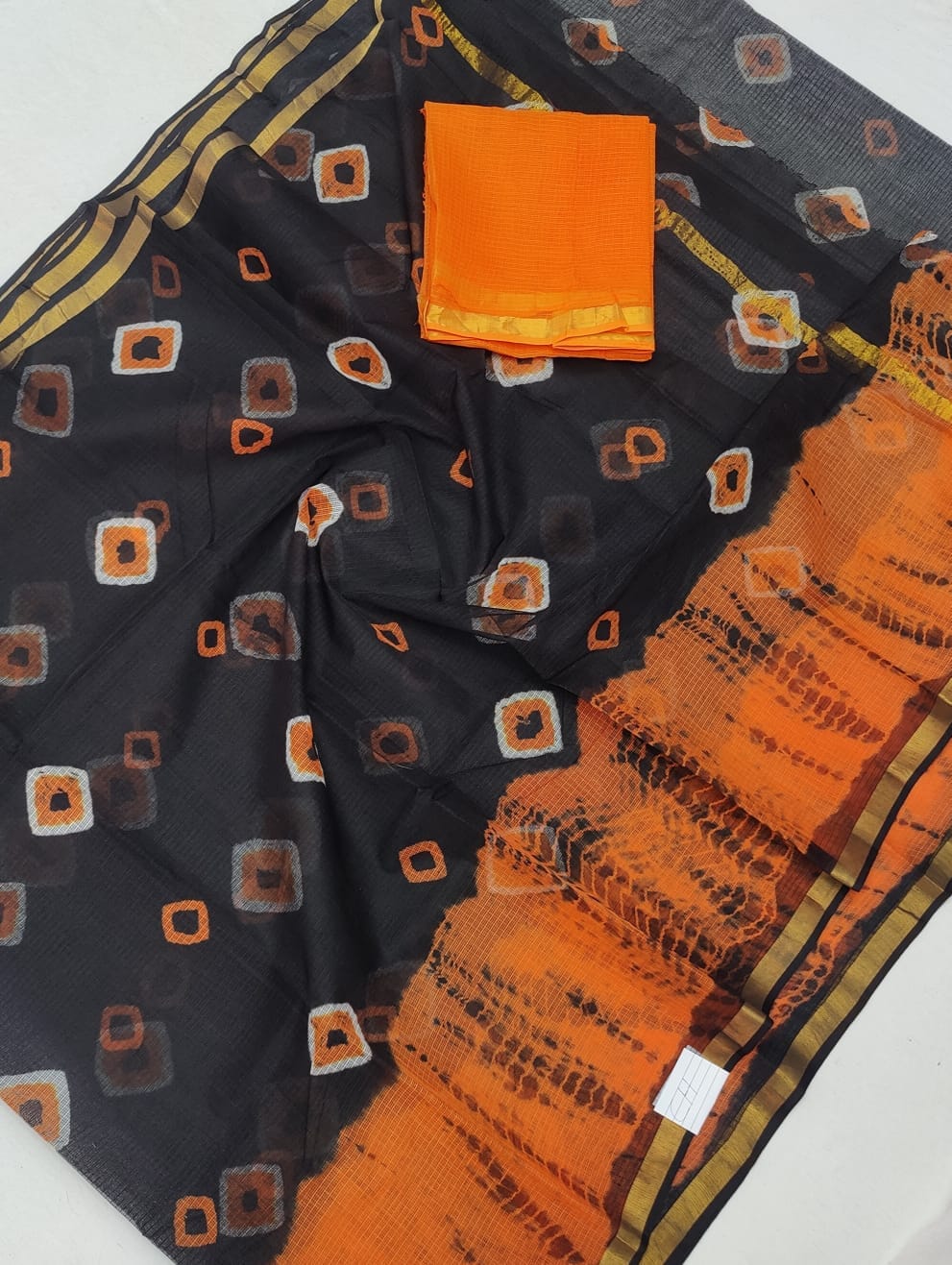 Kota Doria 100% Pure Cotton Hand Batik Bandhej Saree