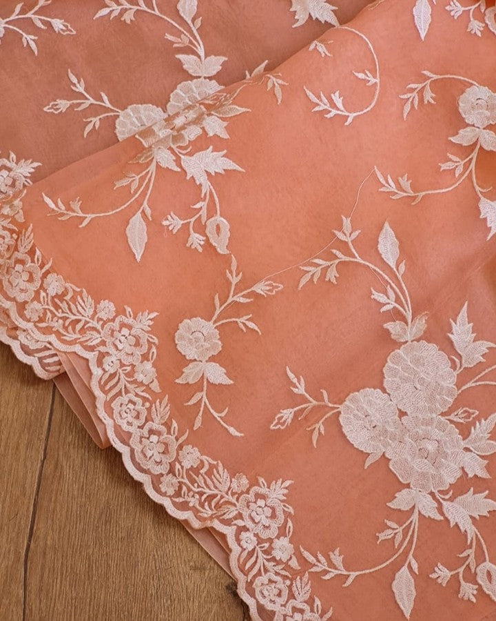 Kora Organza Saree with Embroidery Work
