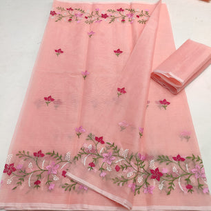 Kota Doria Embroidery Saree