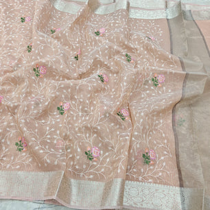 Tissue Kota Embroidery Work Saree