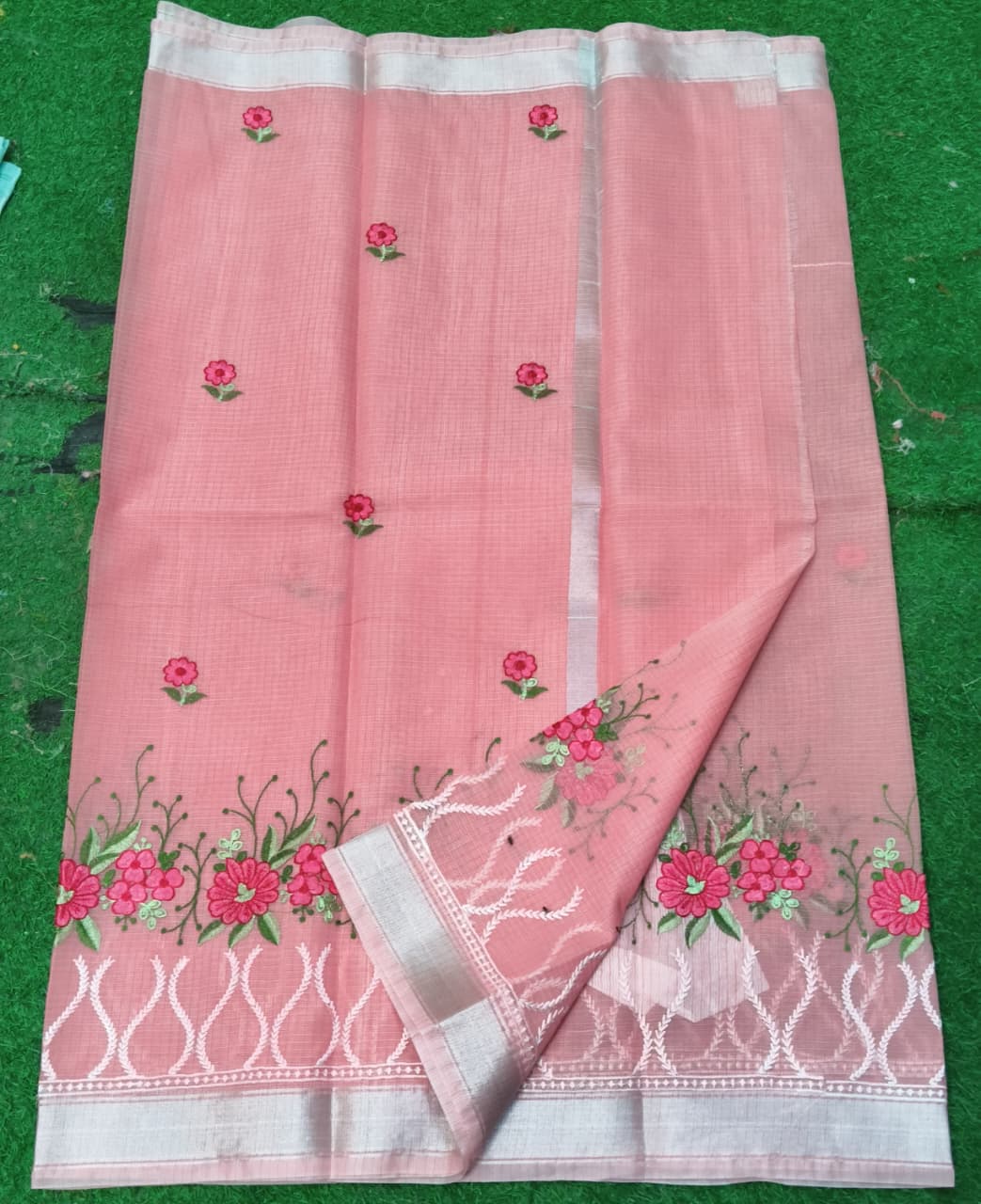 Kota Cotton Embroidery Work Saree