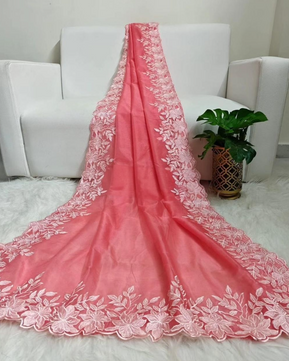 Kora Organza Embroidery Work Saree