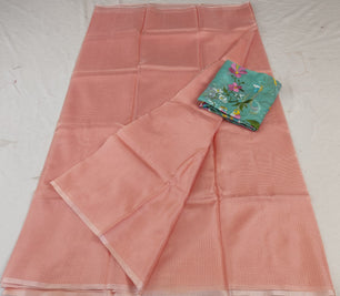 Premium Kota Doria Soft Silk Plain Saree with Embroidery
