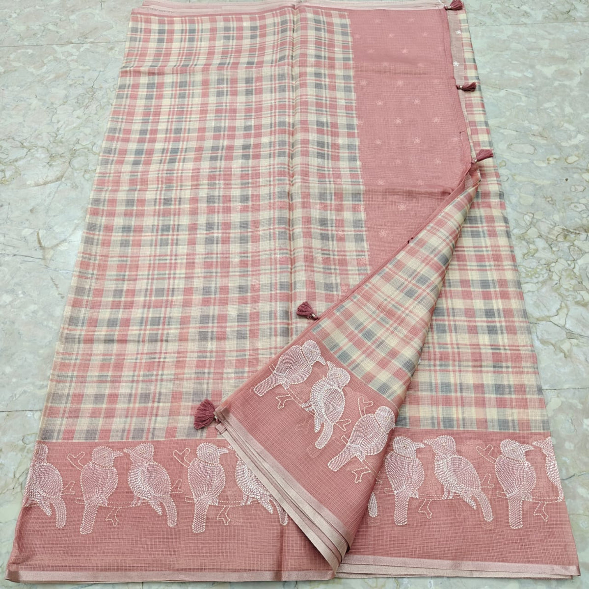Soft Silk Kota Printed Saree with Embroidery Work