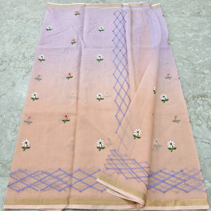 Kota Doria Pure Cotton Saree with Hand Machine Embroidery