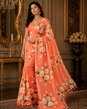 Mulmul Cotton Hand Print Saree