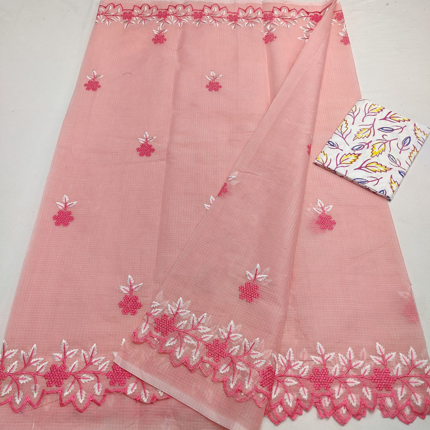 Kota Doria Embroidery Saree