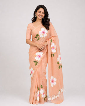 Mulmul Cotton Handprint Saree