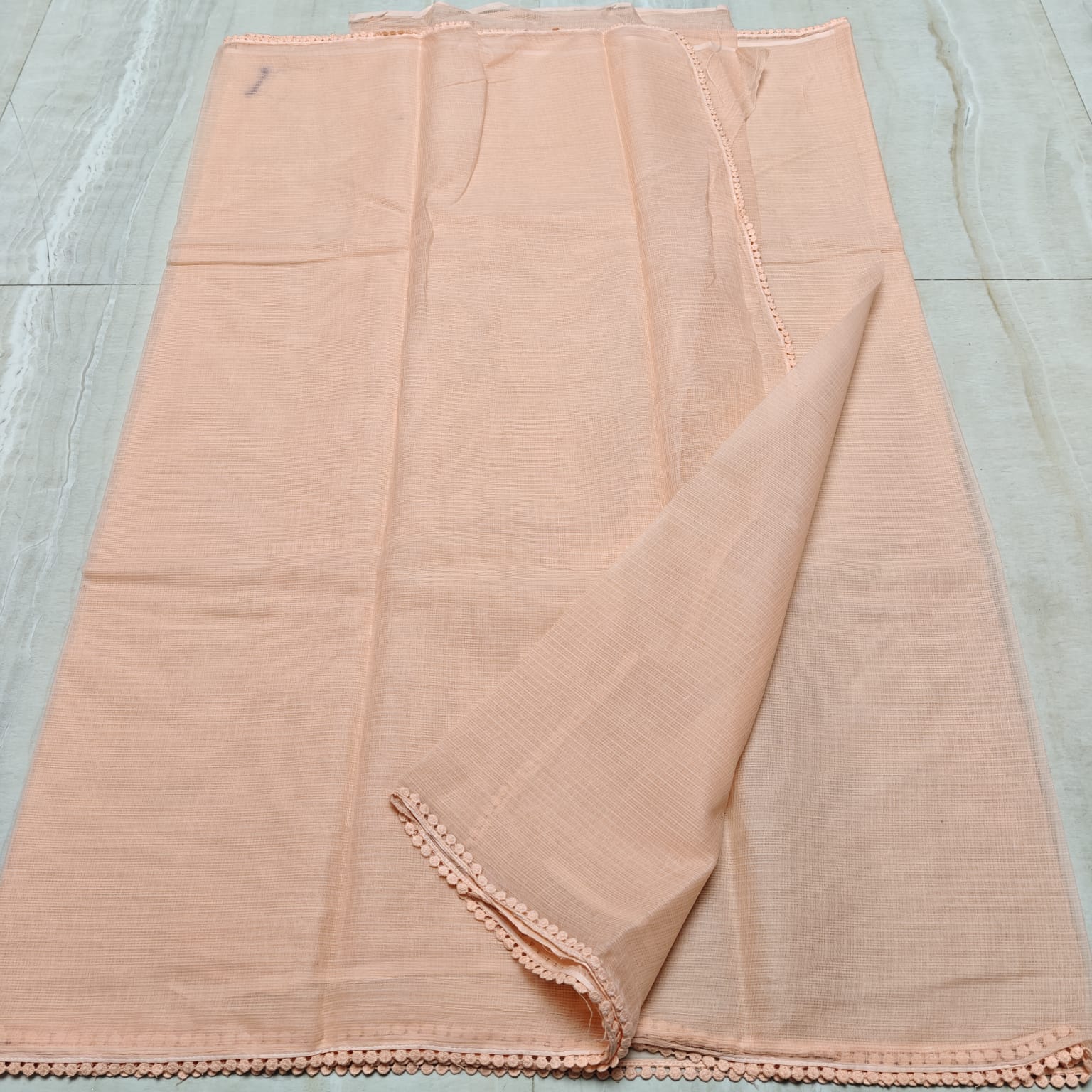 Kota Doria Saree with Crochet Lace