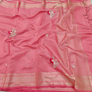 Zari Checks Kota Hand Work Saree