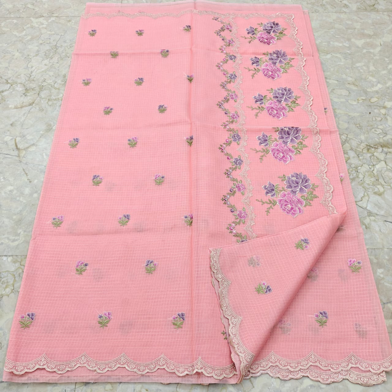 Katan Silk Kota Saree with Embroidery Work