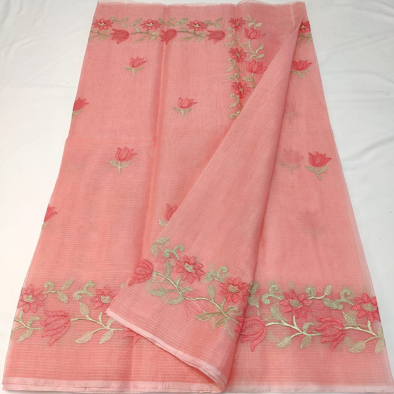 Kota Doria Embroidery Saree