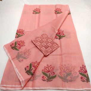 Kota Doria Embroidery Saree