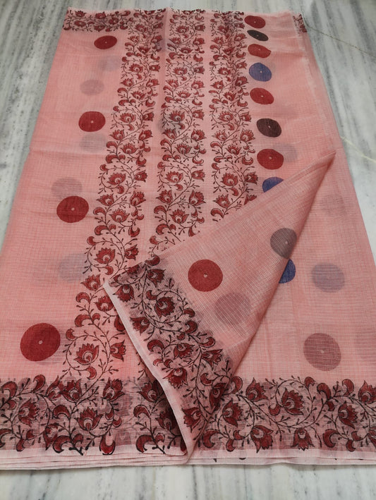 Kota Doria Hand Block Print Saree