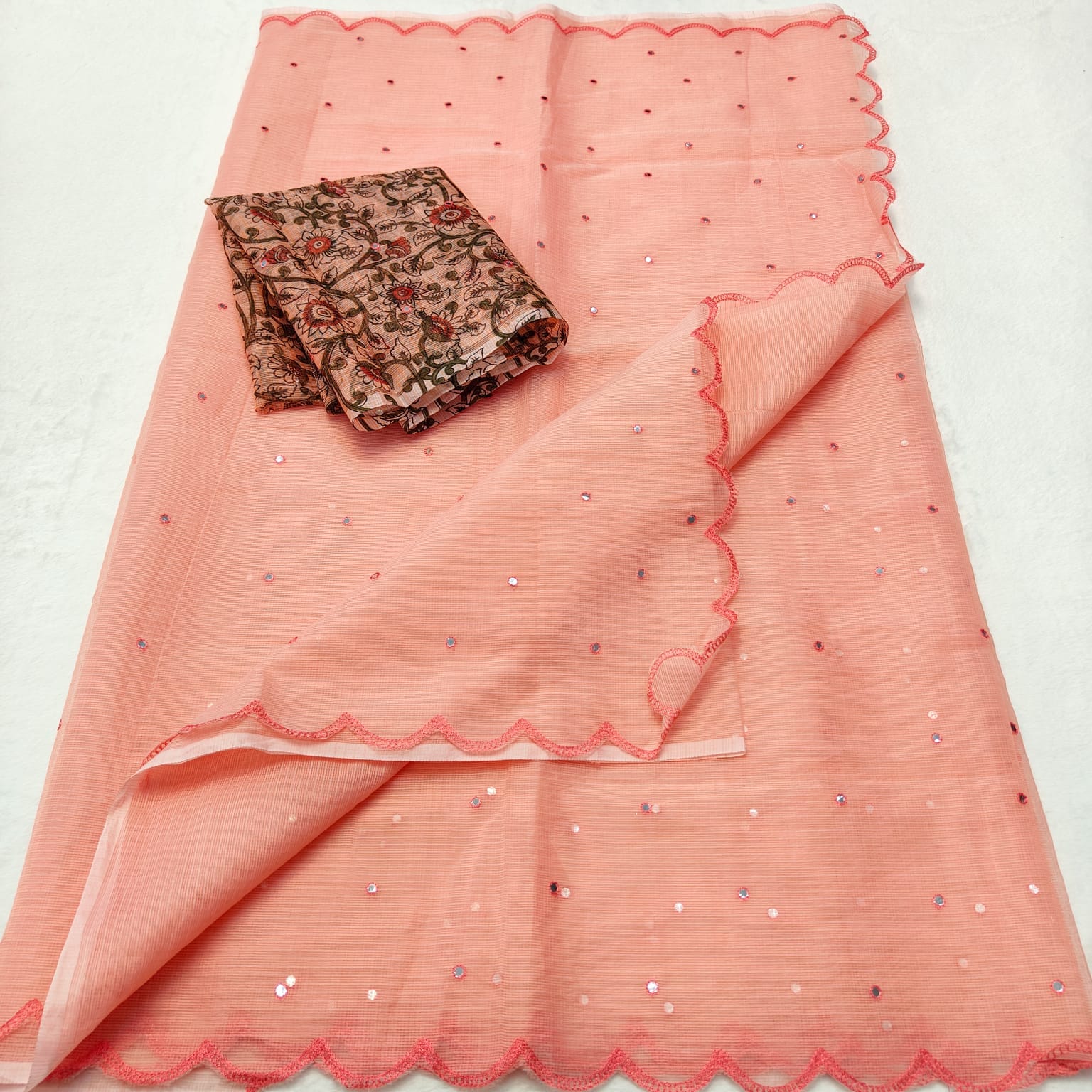 Kota Doria Mirror Work Saree