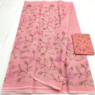 Kota Doria Embroidery Saree