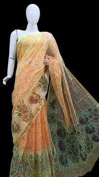 Kota Doria Hand Block Print Saree