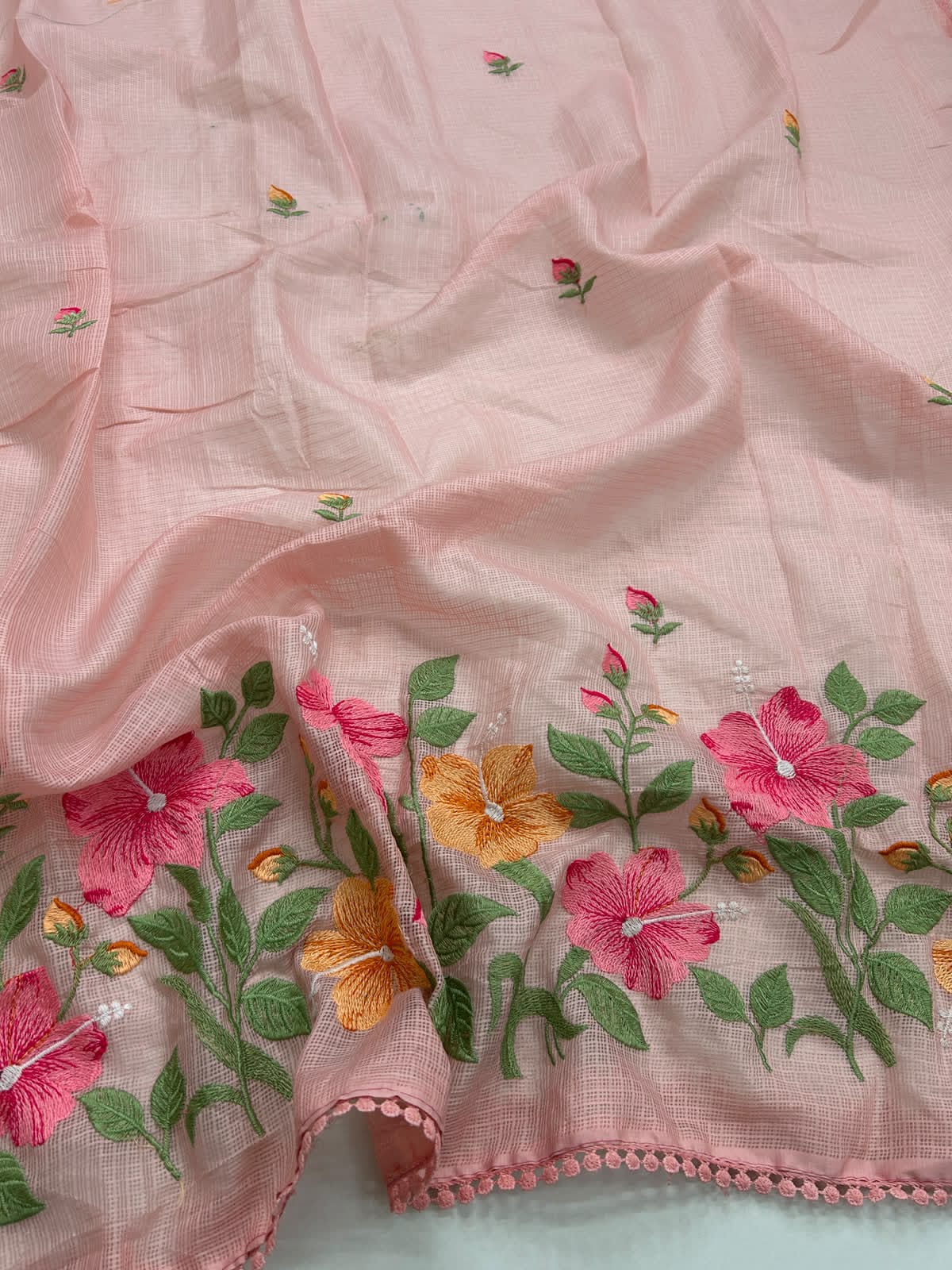 Exclusive Kota Cotton Embroidery & Lace Work Saree
