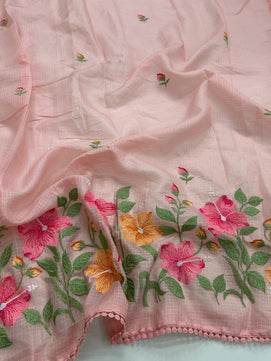 Exclusive Kota Cotton Embroidery & Lace Work Saree