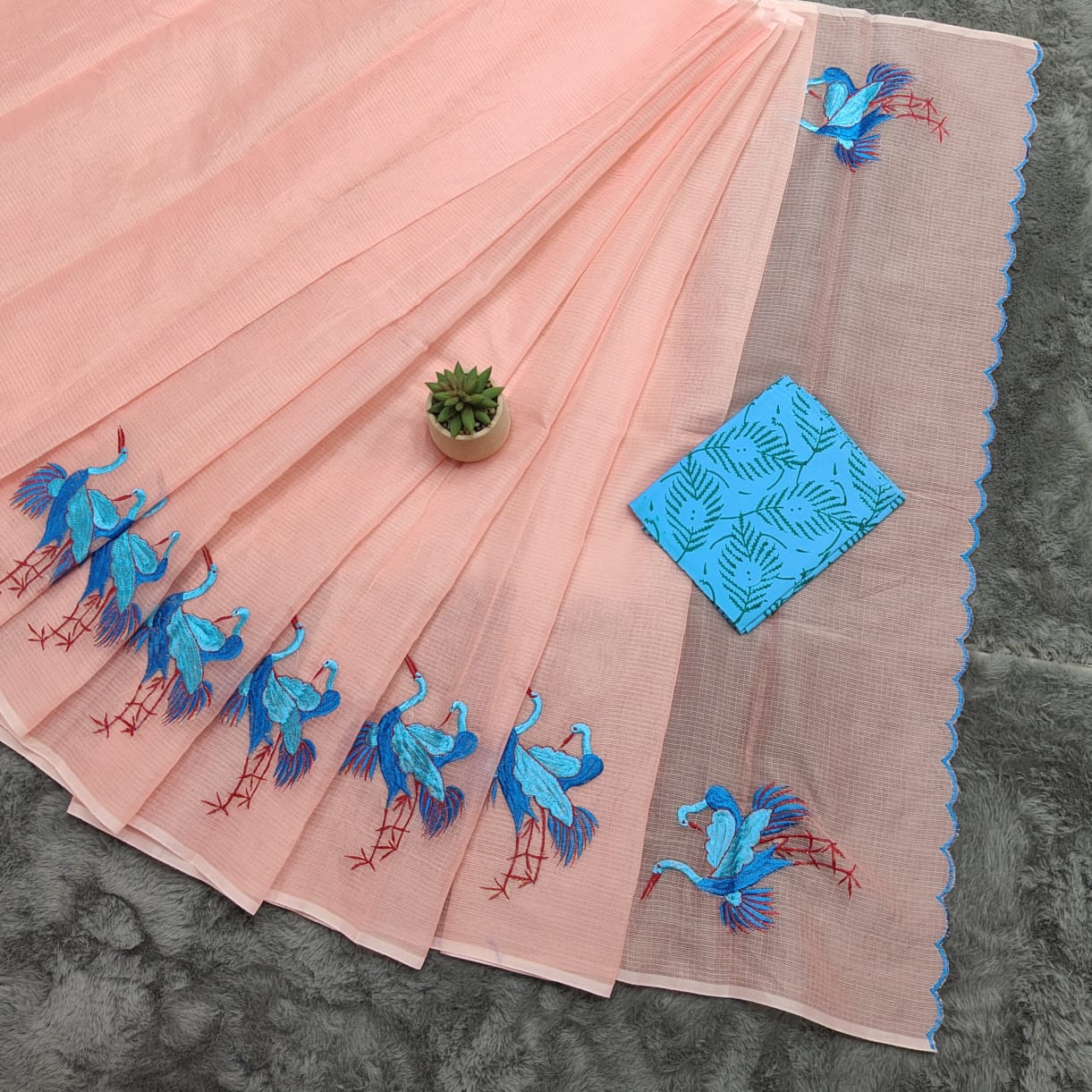 Kota Doria Embroidery Saree