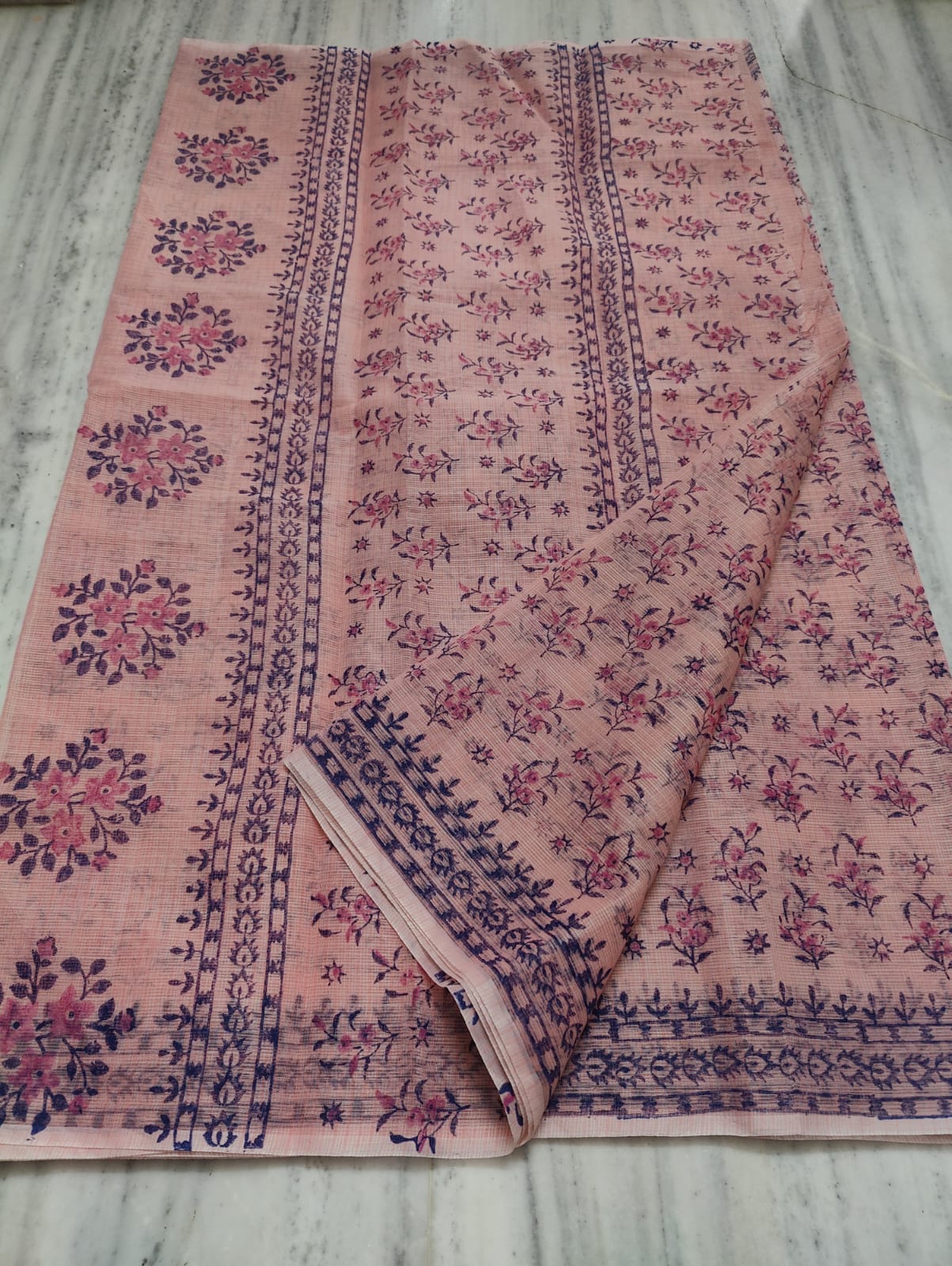Kota Doria Hand Block Print Saree