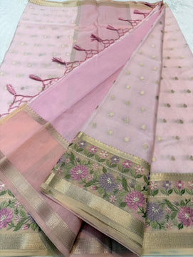 Kota Tissue Saree with Embroidery Work