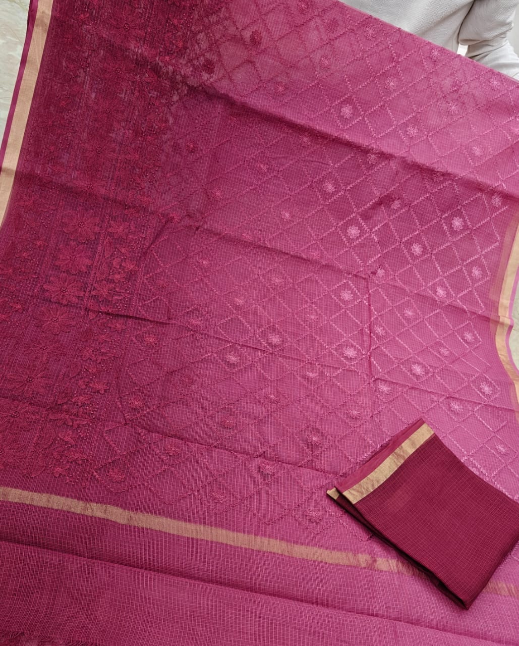 Pure Cotton Kota Saree with Embroidery Work