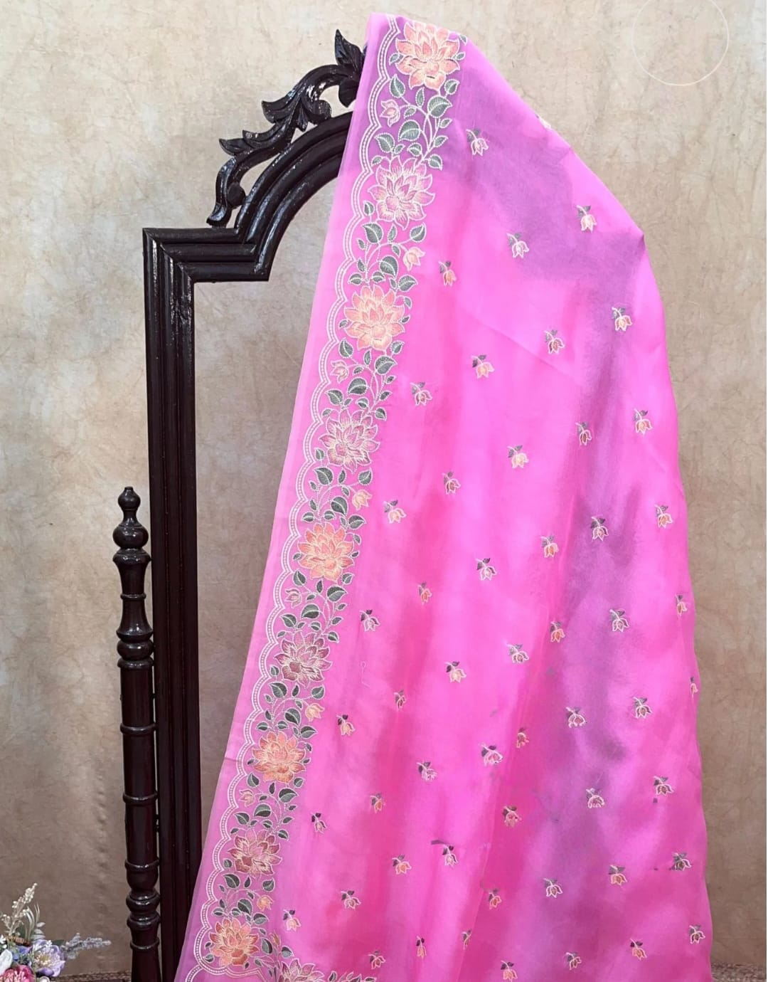 Kora Organza Saree with Embroidery Work