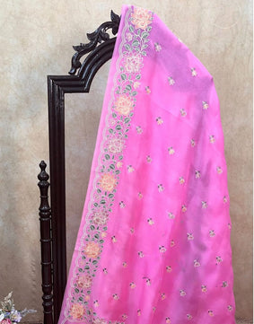 Kora Organza Saree with Embroidery Work
