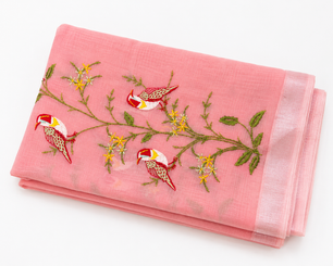 Kota Cotton Embroidery Work Saree