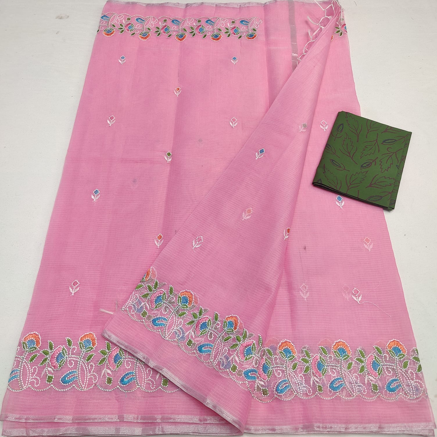 Kota Doria Embroidery Saree