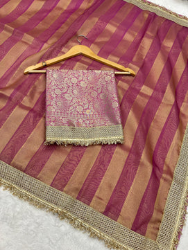 Tissue Organza Saree with Lace Work