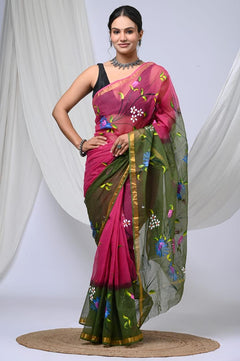 Pure Kota Doria Cotton Hand Painted Saree