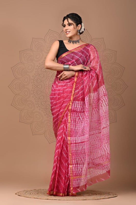 Pure Kota Doria Cotton Tie & Dye Saree