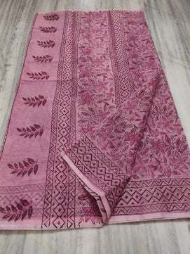 Kota Doria Hand Block Print Saree