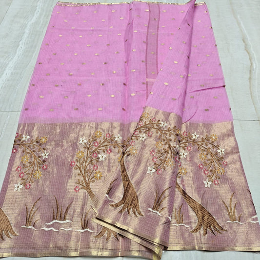 Kota Tissue Embroidery Saree