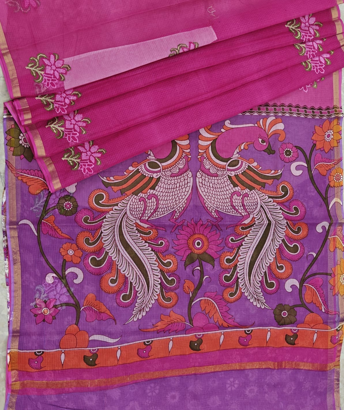 Pure Cotton Kota Saree with Embroidery