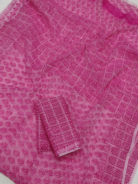 Kota Doria Soft Cotton Hand Block Printed Saree