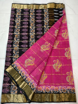 Premium Pure Cotton Kota Doria Printed Saree