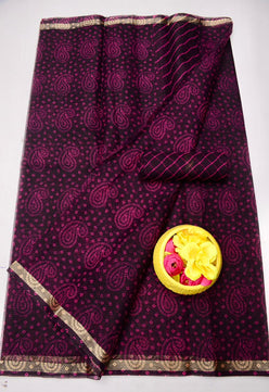 Kota Doria Bandhej Leheriya Saree