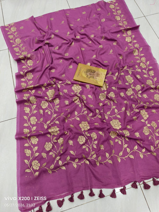 Floral Printed Mulmul Cotton Saree