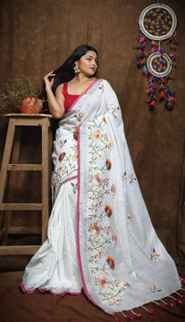 Linen by Linen Saree with Embroidery