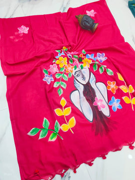 Cotton Saree with Hand Painting