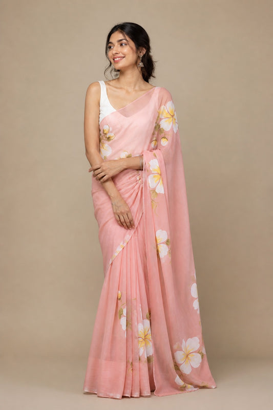 Mulmul Cotton Handprint Saree