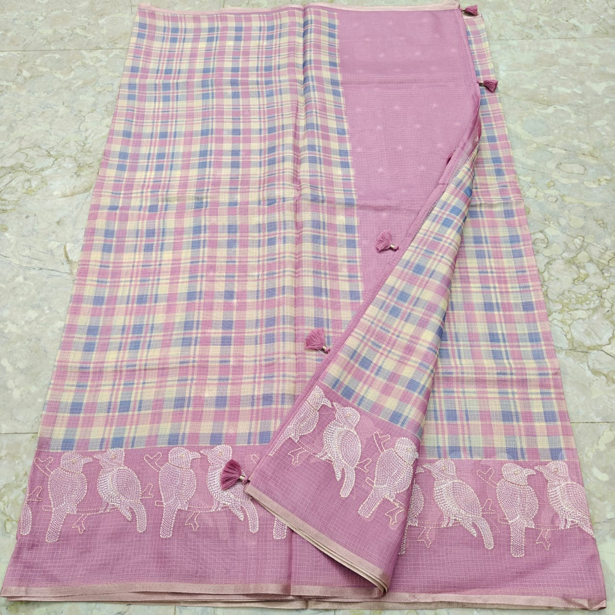 Soft Silk Kota Printed Saree with Embroidery Work