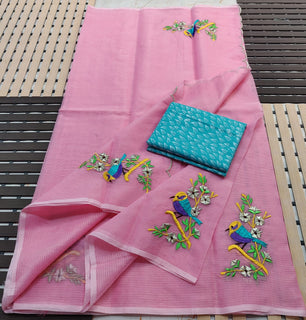 Kota Doria Embroidery Saree