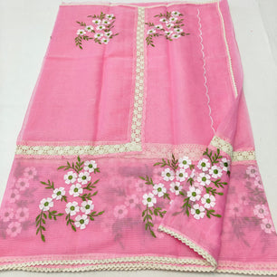 Kota Doria Crochet Lace Saree