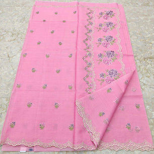 Katan Silk Kota Saree with Embroidery Work